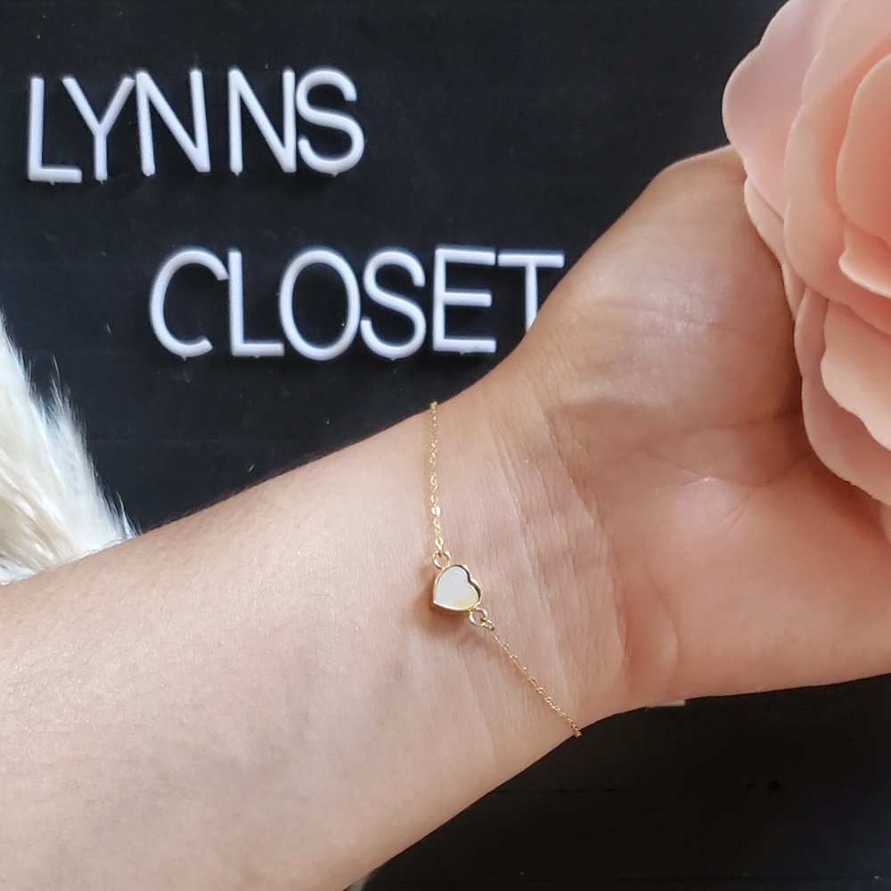 18K Real Saudi Gold White Heart Bracelet